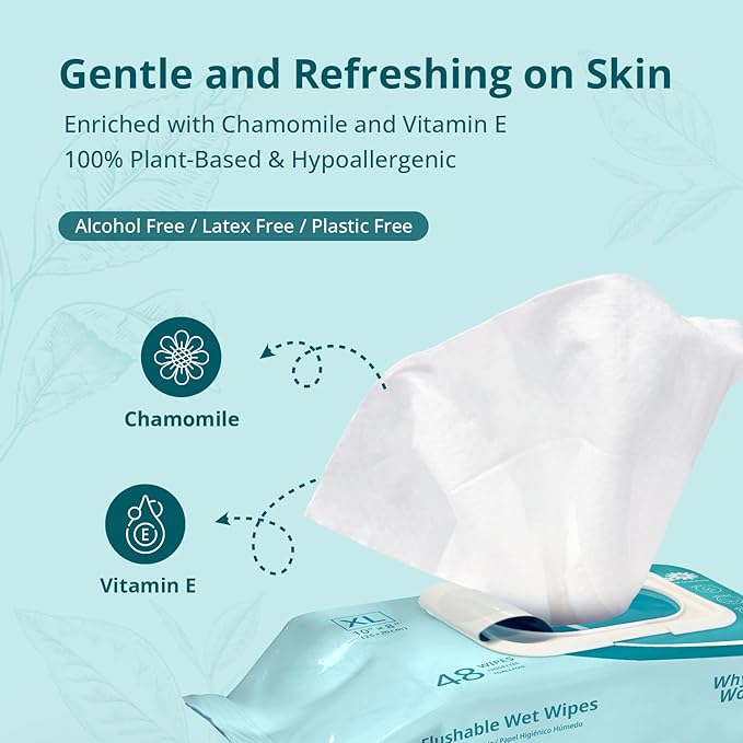 WhyWorry Flushable Wipes for Adults, Extra Large 8"x10" Butt Wipes for Toilet & - Image 4