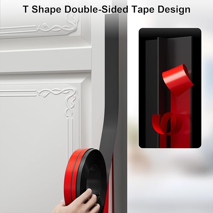 T-Shaped Door Draft Stopper, 1.97 in x 40 Ft Silicone Seal Strip - Image 2