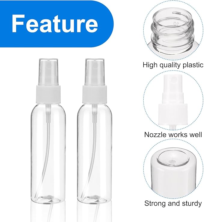 uxcell 20Pack Spray Bottles, 2Oz/60ML Clear Empty Mist Plastic Mini Travel - Image 3