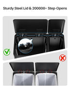 Dual Trash and Recycling Bins for Kitchen, 13.2 + 5.2 Gal Stainless Steel Trash - Image 5