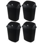 4 Pack Plastic Swing-Top Trash Can, 10 Gallon Plastic Kitchen Trash Can by Julyeen