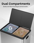 Garvee Dual Trash Can for Recycling and Trash, 2 x 30 L Stainless Steel Kitchen - Image 3