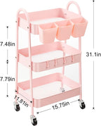 Danpinera 3-Tier Rolling Cart, Metal Storage Cart - Image 2