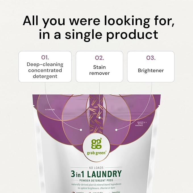 Grab Green 3-in-1 Laundry Detergent Pods, Fragrance Free, Plant and Mineral - Image 6
