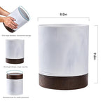 Polytree White Marble and Brown Wood Round Wastebasket, Resin Small Round - Image 4