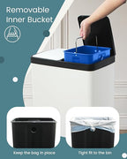 Dual Compartment Stainless Steel Trash Can, 16 Gallon / 60 Liters White Kitchen - Image 4