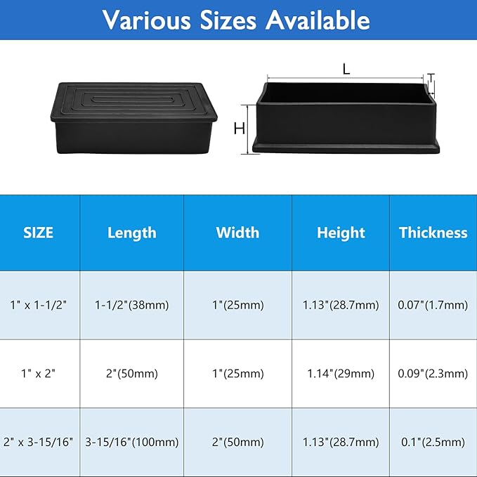 4 Pcs 2" x 4" Rectangular Rubber Chair Leg Caps, PVC Table Leg Covers, Flexible - Image 9