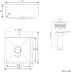 15x17 inch Bar Sink Drop in, Handmade 304 Stainless Steel Sink, R10 Tight Radius - Image 6