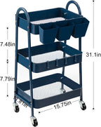 danpinera 3-Tier Rolling Cart, Metal Rolling Storage Cart - Image 3
