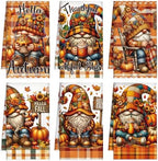 Fall Kitchen Towels Set of 6, Orange Pumpkin Fall Dish Towels by VISSTREE