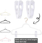 White Velvet Hangers Clips 40 PCS, Pants Hangers Velvet Clips Easily Add to - Image 3