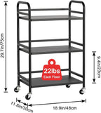 HDANI 3 Tier Rolling Cart Shelves, Heavy Duty Multifunctional Metal - Image 5