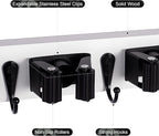 Broom Holder Wall Mount With 5 Slots & 4 Hooks，Rustic Wood Broom & Mop - Image 3
