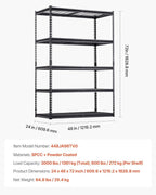 VEVOR Storage Shelves, 3000 lbs, 5 Tier Heavy Duty Garage Shelving, - Image 3
