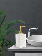 Gold Soap Dispenser for Bathroom, Retro White Square Lotion Dispenser, - Image 3