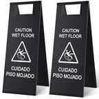 Kigley 2 Pcs Wet Floor Sign, 24 Inch Stainless Steel Caution Wet Floor Sign by Kigley