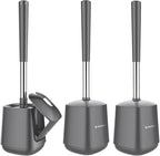 SetSail Toilet Brush and Holder 3 Pack, Self Closing Lid Toilet Bowl Brushes by SetSail