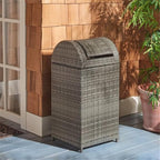 Safavieh Outdoor Collection Serapis Grey Wicker Trash Bin - Image 2