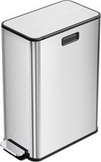 2 x 7.4 Gal Slim Trash Can, Stainless Steel Dual Compartment Step-On Recycling - Image 8
