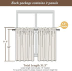 Chyhomenyc White Sheer Curtains 30 inch Length 2 Panels, Light Filtering Voile - Image 8