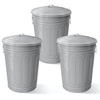 Plexon Round Trash Can 13 Gallon, Vintage Metal Outdoor Trash Can by Plexon