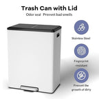 GarveeHome Step Dual Trash Can, 60L/16 Gallon Recycle Bins - Image 2