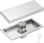 uxcell Rectangular Shower Drain, Brushed 304 Stainless Steel Odor-Proof Floor by uxcell