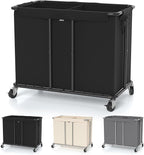 Laundry Hamper with Wheels, 2-Section 230L Large Capacity, Heavy-Duty Rolling by Hodonas