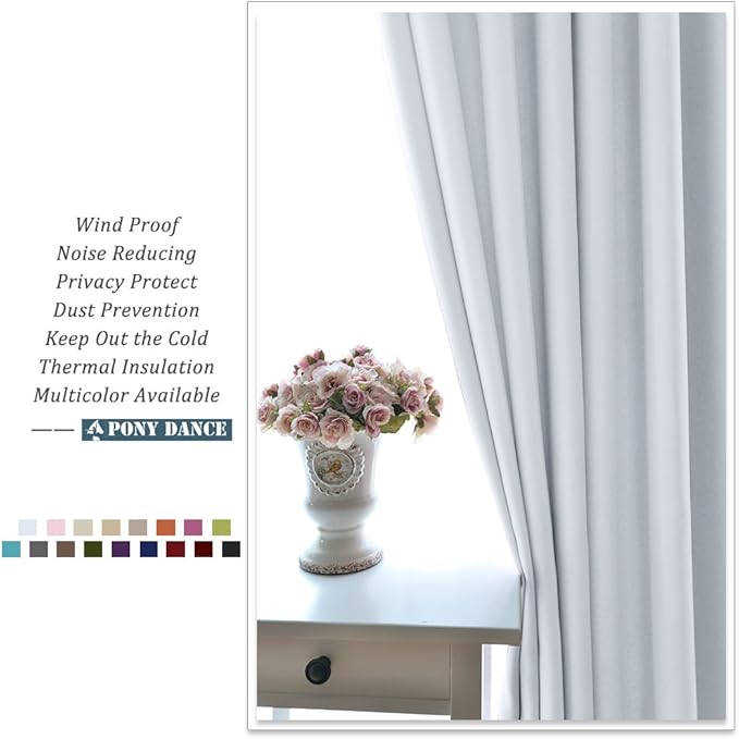 PONY DANCE Greyish White Small Window Curtain Panels Room Darkening Curtain - Image 4