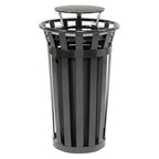 Global Industrial 24 Gallon Heavy-Duty Outdoor Metal Slatted Round Trash by GlobalIndustrial