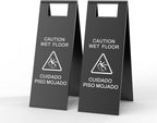 2 Pcs Wet Floor Sign, 24 Inch Black Stainless Steel Caution Wet Floor Sign by CrazyAnt