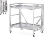 2 Shelf Rolling Cart with Wheels, 660lbs Capacity Collapsible Steel Rolling by ChincoStar