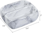 MyGift 5.4 Inch Deluxe Modern White Marble Pattern Resin Double Sponge Holder - Image 5