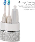 Creative Scents Mirror Damask White and Gray Bathroom Accessories Set - Image 8