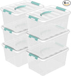 6-Pack Clear Storage Latch Bins, 14 L Plastic Storage Boxes by Zerdyne