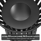 17Gallon Round Large Outdoor Trash Can, Heavy Duty Metal Slatted Garbage Can - Image 5