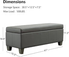 Grey Faux Leather Ottoman with Storage, Rectangular Extra Long Storage Bench - Image 3