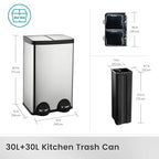 60 Liter 16 Gallon Dual Trash Can, Recycle Bins - Image 9