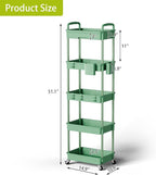 5 Tier Rolling Cart Organizer, Bathroom Cart Organizers - Image 3