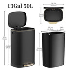 13 Gallon Trash Can with Lid, 50L Fingerprint Proof Stainless Steel Kitchen - Image 6