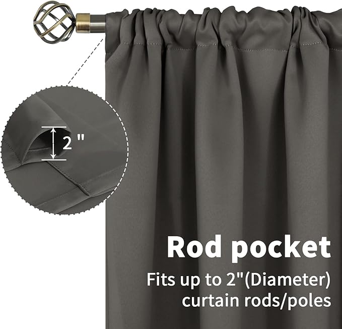 BGment Grey Blackout Curtains 36 Inches Length - Image 5