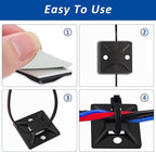 50 Set Cable Zip Tie Self Adhesive Mounts Kit - Image 5