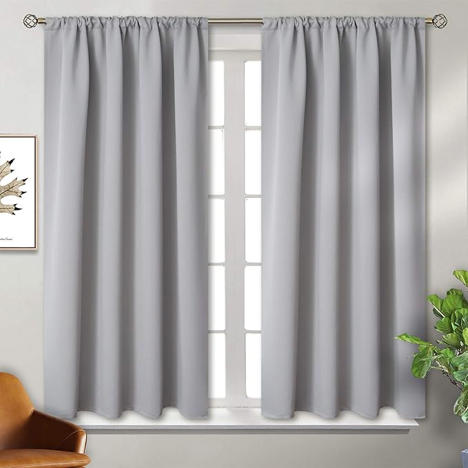 BGment Light Grey Blackout Curtains 45 Inches Length by BGment