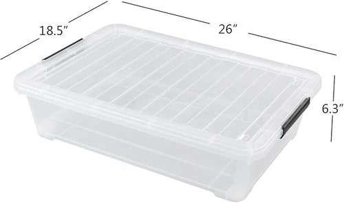 3-Pack Plastic Under Bed Storage Box Container, 40 Quart Clear Stackable - Image 2