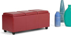 SIMPLIHOME Avalon 42 inch Wide Contemporary Rectangle Storage Ottoman in Red - Image 12