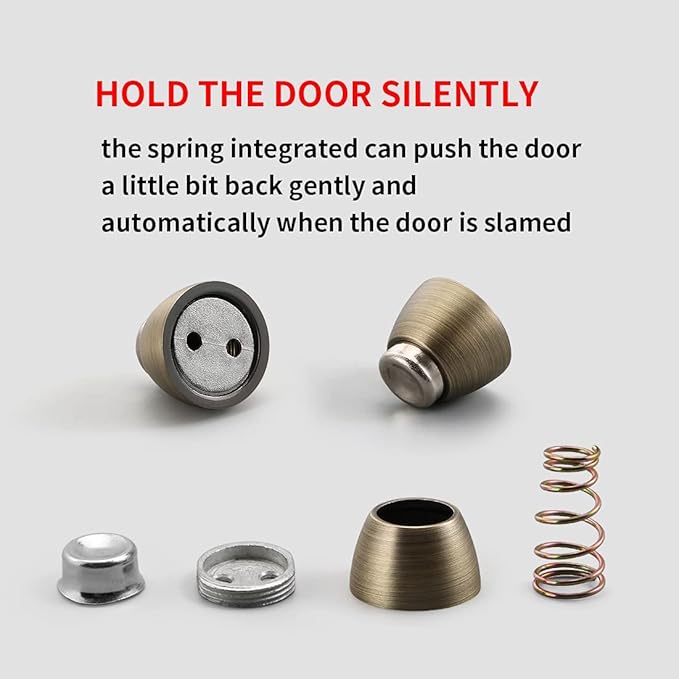 YAGU Door Stopper 6 Pack Magnetic Door Stops, Zinc Alloy Brushed Bronze Door - Image 8
