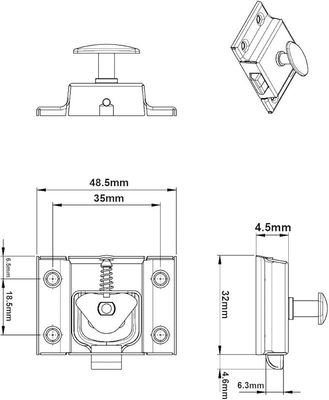 QCAA Oval Turn Cabinet Latch, for Cupboard & Other Furniture, Antique Brass - Image 2