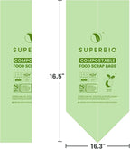 SUPERBIO 2.6 Gallon Flat Top Compostable Food Waste Bags, 2 Pack, Food Scrap - Image 7