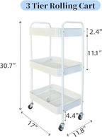 Metal 3 Tier Rolling Cart with Wheels - Image 5