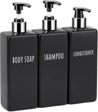 Segbeauty Shower Soap Dispenser Black, 500ml Reusable Plastic Square Shampoo by Segbeauty